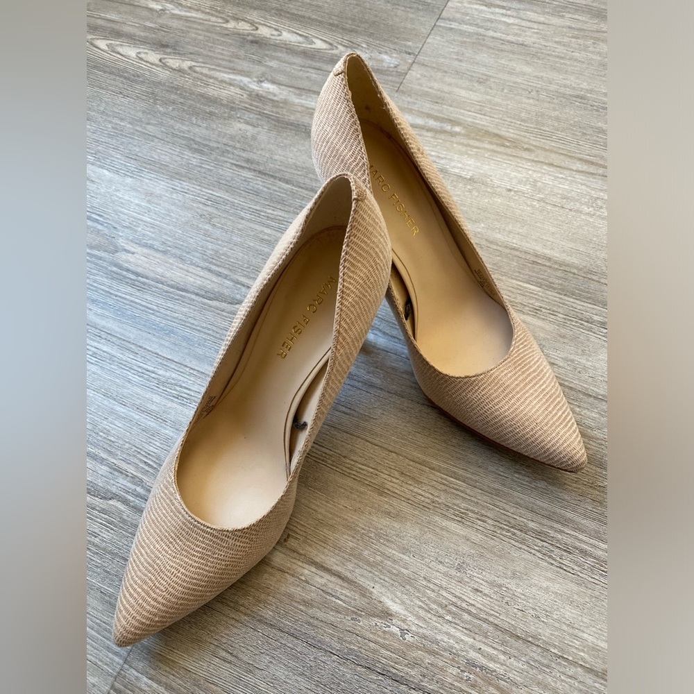 Marc Fisher Textured Nude Pointed-Toe Pumps